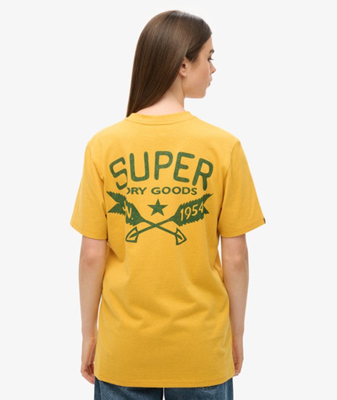 Superdry Damen Gelb und Grün Outdoor Oversize-T-Shirt mit Grafik, Größe: XL von Superdry
