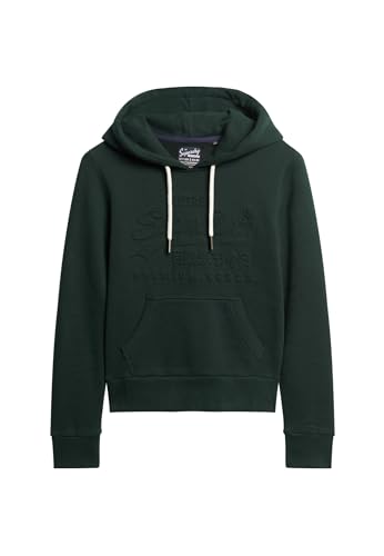 Superdry Damen Geprägt Vl Hoodie Sweatshirt, Dunkelgrüne Akademie, 34 von Superdry