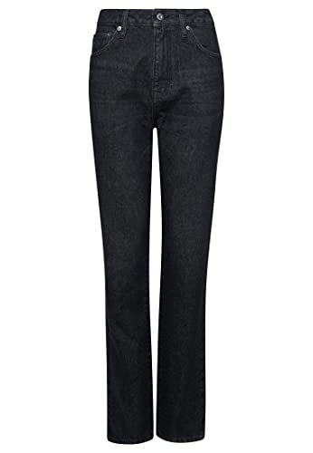Superdry Damen Gerade Jeans aus Bio-Baumwolle mit hohem Bund Walcott Schwarz Steingrau 32/32 von Superdry
