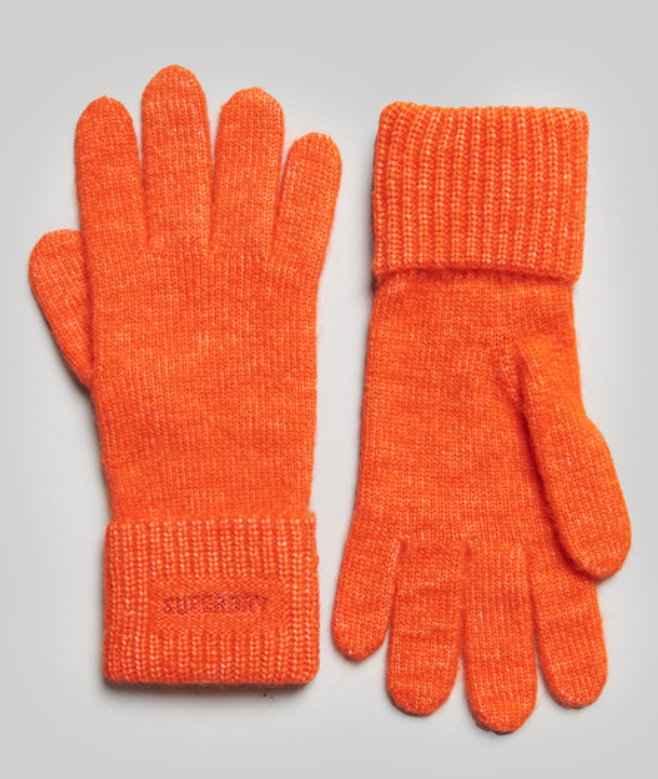 Superdry Damen Gerippte Essential Handschuhe Orange - Größe: One Größe von Superdry