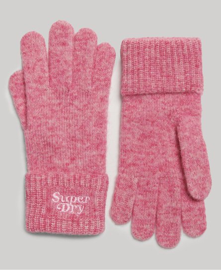 Superdry Women's Gerippte Strickhandschuhe Pink - Größe: 1Größe von Superdry