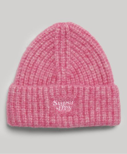 Superdry Women's Gerippte Strickmütze Pink - Größe: 1Größe von Superdry