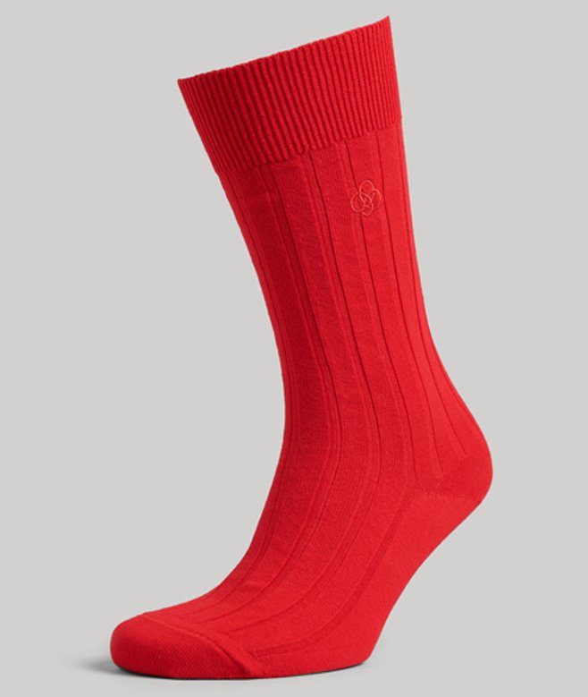 Superdry Damen Gerippte Unisex-socken aus Bio-baumwolle Rot - Größe: XS/S Superdry Damen Gerippte Unisex-socken aus Bio-baumwolle Rot - Größe: XS/S von Superdry