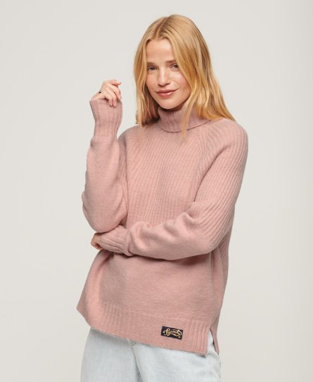 Superdry Women's Gerippter Essential Strickpullover Pink - Größe: 36 von Superdry