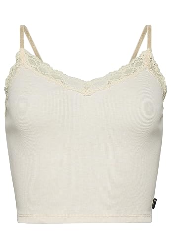 Superdry Damen Geripptes Trägertop mit Spitzenbesatz Hafer Meliert XS/S von Superdry