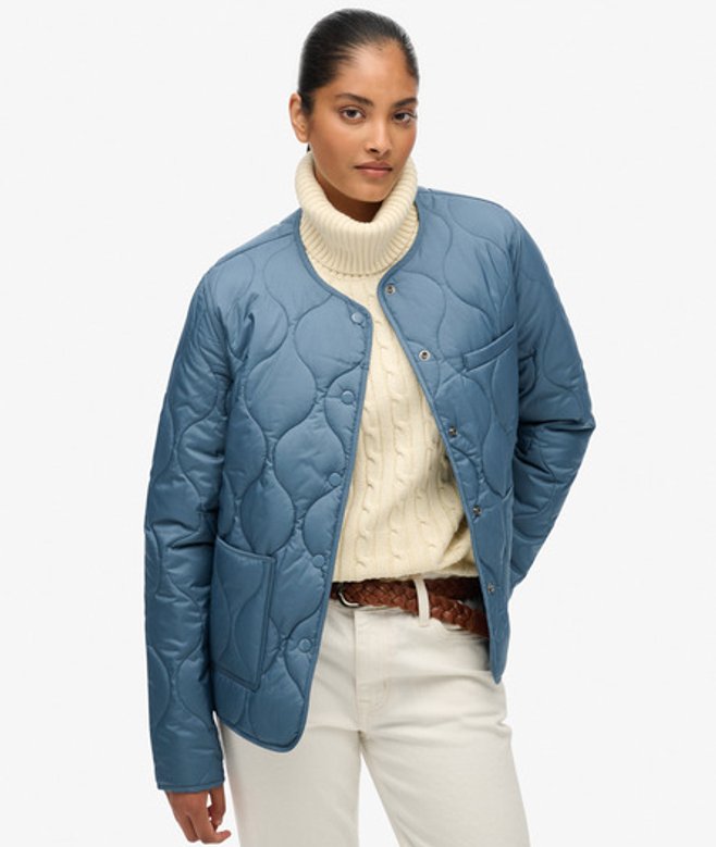Superdry Damen Gesteppte Lite Liner Jacke Blue - Größe: 40 von Superdry