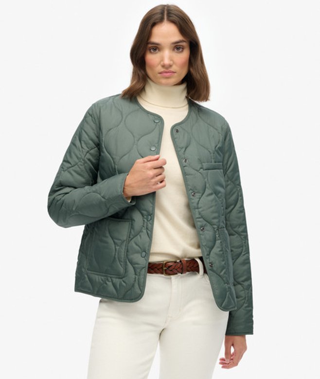 Superdry Damen Gesteppte Lite Liner Jacke Green - Größe: 40 von Superdry