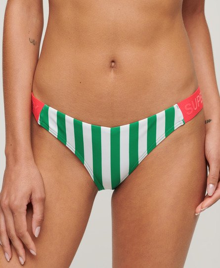 Superdry Damen Gestreifte Raffinierte Bikinihosen Grün - Größe: 40 von Superdry