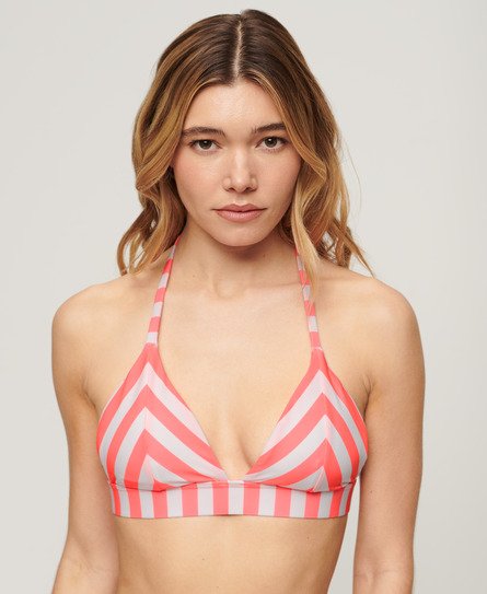 Superdry Damen Gestreiftes Triangel-Bikinioberteil Pink - Größe: 38 von Superdry