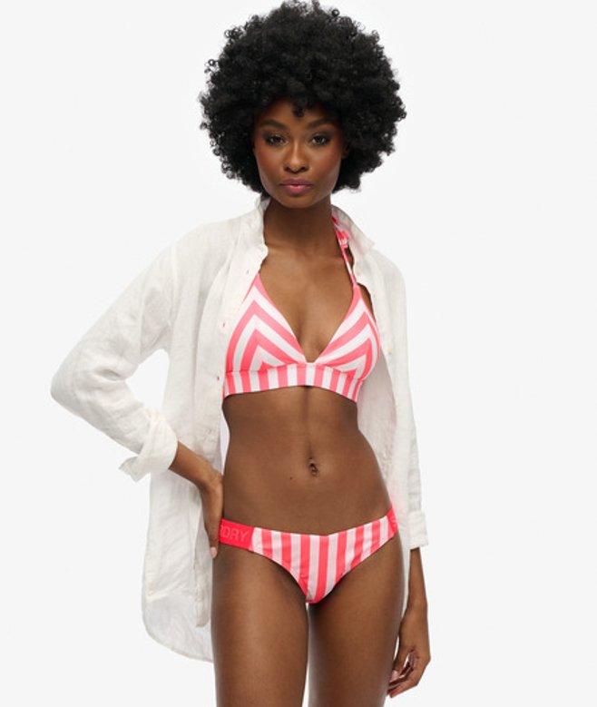 Superdry Damen Gestreiftes Triangel-bikinioberteil Pink - Größe: 42 von Superdry