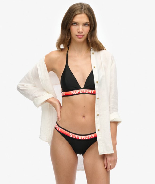 Superdry Damen Gestreiftes Triangel-bikinioberteil Black - Größe: 36 von Superdry