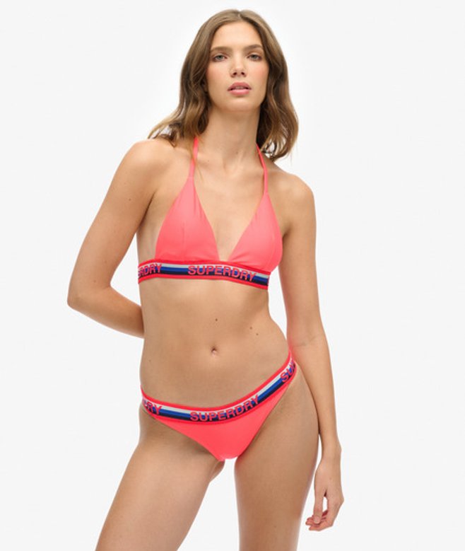 Superdry Damen Gestreiftes Triangel-bikinioberteil Red - Größe: 36 von Superdry