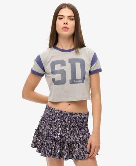 Superdry Damen Gestufter Jersey-Minirock Marineblau - Größe: 36 von Superdry