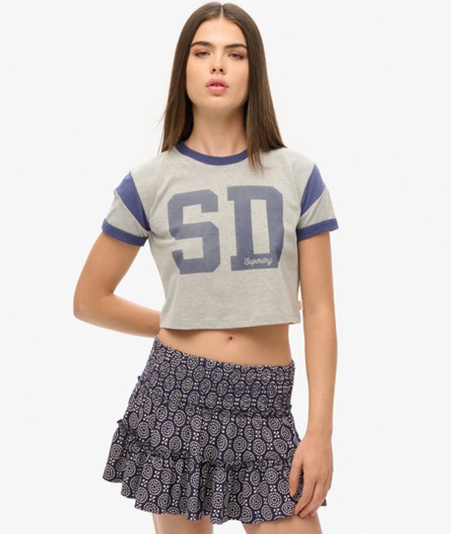 Superdry Damen Gestufter Jersey-minirock Marineblau - Größe: 42 von Superdry