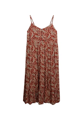 Superdry Damen Gestuftes Midikleid mit halblanger Knopfleiste Boho Paisley Braun 42 von Superdry