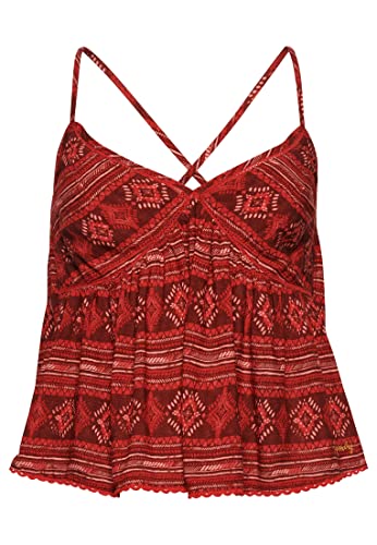 Superdry Damen Gestuftes Vintage Trägertop Aztekenmuster Gestreift Rot 42 von Superdry