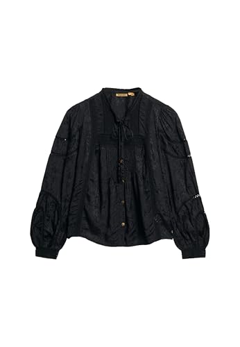 Superdry Damen Gewebte Langarm-Bluse aus Spitze Schwarz 36 von Superdry