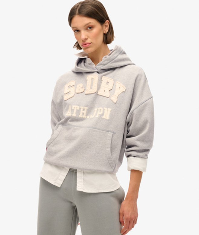 Superdry Damen Grau Oversized Athletic Essentials Hoodie Mit Applikation, Größe: 36 von Superdry