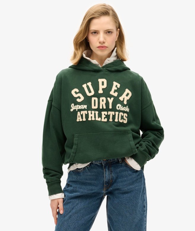 Superdry Damen Grün Oversized Athletic Essentials Hoodie Mit Applikation, Größe: 40 von Superdry