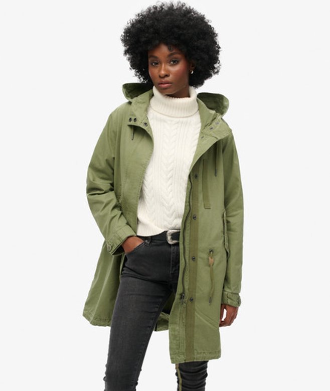 Superdry Damen Grün Vintage Field Parka, Größe: 40 - Größe: 40 von Superdry
