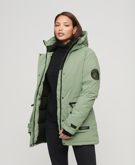 Superdry Damen Grün Wattierter City Parka Logo-Patch, Größe: 38 von Superdry