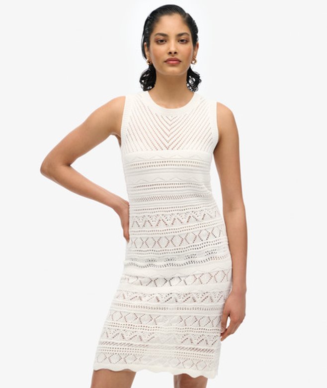 Superdry Damen Häkel-minikleid White - Größe: 34 von Superdry
