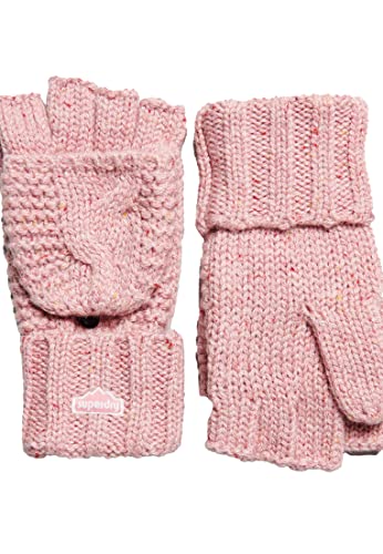 Superdry Damen Strickhandschuhe mit Zopfmuster Rosa Tweed 1SIZE von Superdry