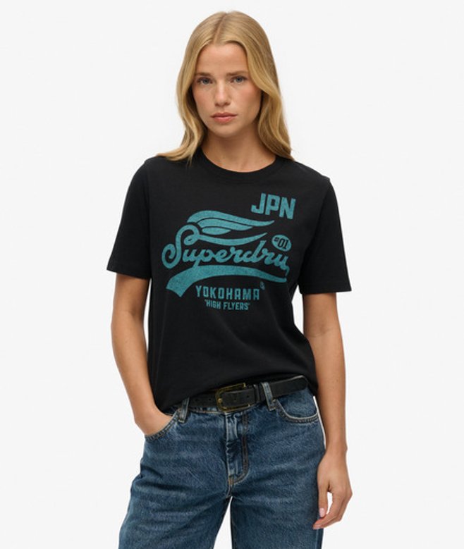 Superdry Damen High Flyers T-shirt Black - Größe: 36 Superdry Damen High Flyers T-shirt Black - Größe: 36 von Superdry