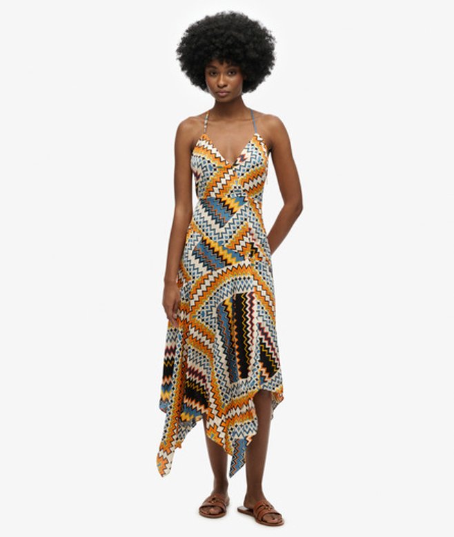 Superdry Damen Hochwertiges Kleid mit Zipfelsaum Orange - Größe: 36 von Superdry