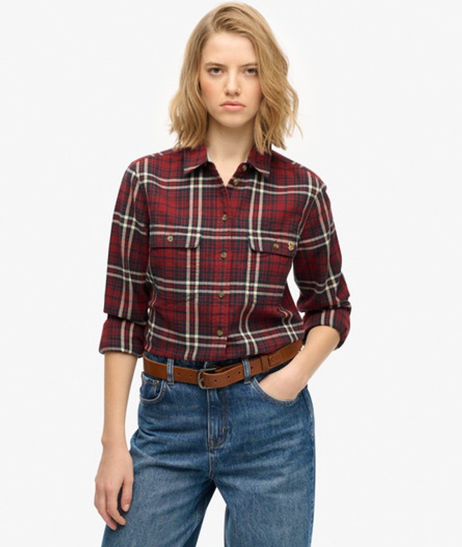 Superdry Damen Holzfäller Karo Flanellhemd Red - Größe: 44 von Superdry