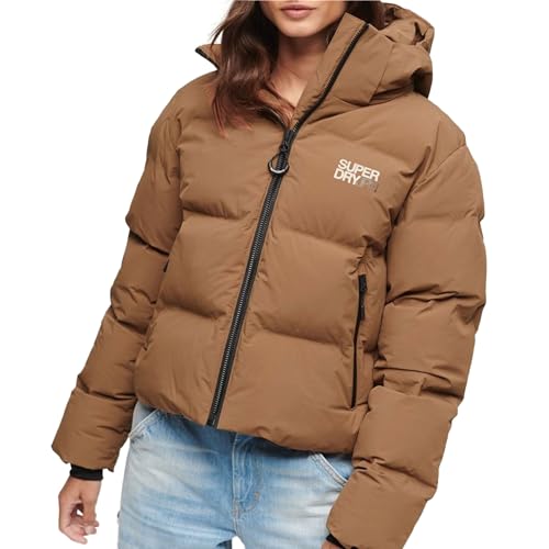 Superdry Damen Hooded Boxy Puffer Jacket Jacke, Rawhide Brown, 34 von Superdry