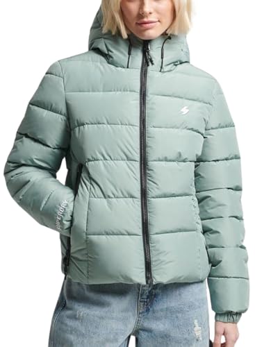 Superdry Damen Hooded Spirit Sports Puffer Jacke, Grün (Light Jade Green), 38 von Superdry