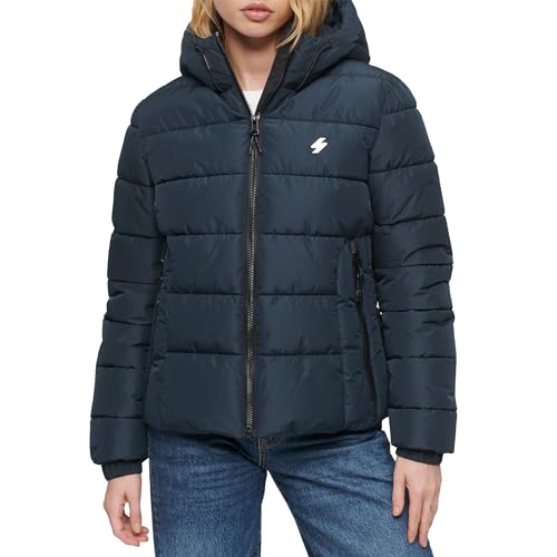 Superdry Damen Hooded Spirit Sports Puffer Jacke, Marineblau (tief-Marineblau), 40 von Superdry