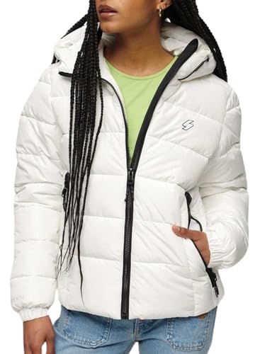 Superdry Damen Hooded Spirit Sports Puffer Jacke, Optic, 34 von Superdry