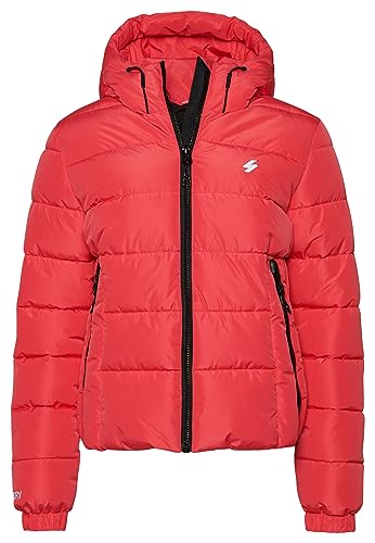 Superdry Damen Hooded Spirit Sports Puffer Jacke, Rosa (Active Pink), 40 von Superdry