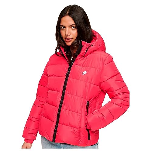 Superdry Damen Hooded Spirit Sports Puffer Jacke, Rosa (Active Pink), 42 von Superdry