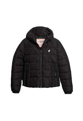 Superdry Damen Hooded Spirit Sports Puffer Jacke, Schwarz, 40 von Superdry
