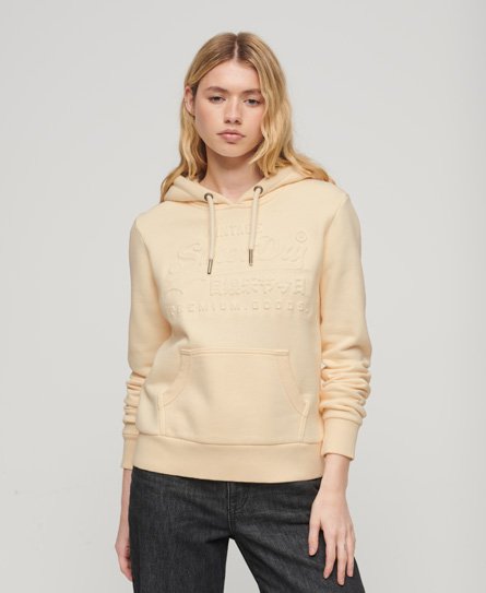 Superdry Women's Hoodie mit Geprägtem Vintage Logo Creme - Größe: 38 von Superdry