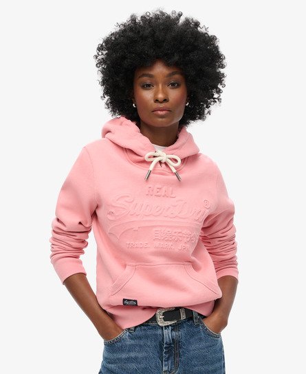 Superdry Women's Hoodie mit Geprägter Grafik Pink - Größe: 38 von Superdry