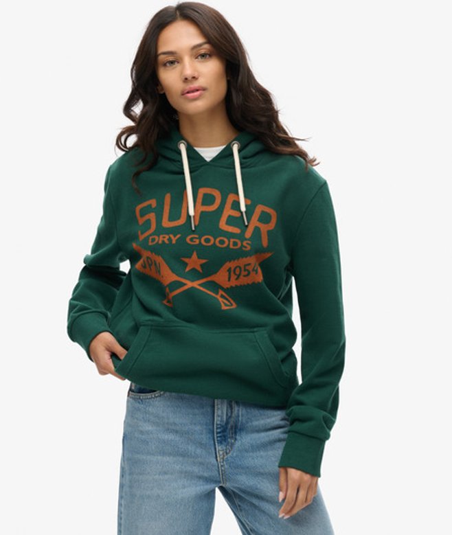 Superdry Damen Grün und Orange Outdoor Oversize-Hoodie mit Grafik, Größe: XL Superdry Damen Grün und Orange Outdoor Oversize-Hoodie mit Grafik, Größe: XL von Superdry
