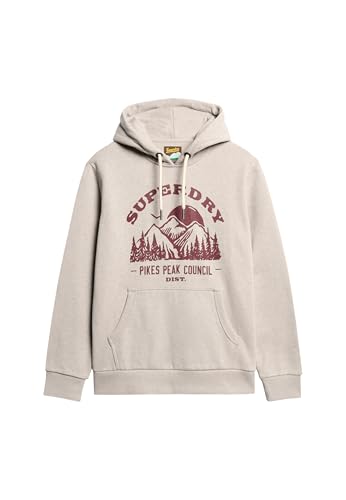 Superdry Damen Outdoor Oversize-Hoodie mit Grafik Lavin Beige Meliert L von Superdry