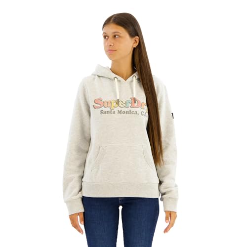 Superdry Damen Hoodie mit Regenbogen-Logo Gletschergrau Meliert 36 von Superdry
