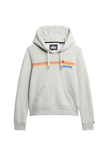Superdry Damen Hoodie mit Regenbogenstreifen Gletschergrau Meliert 44 von Superdry