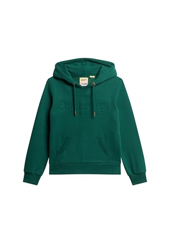 Superdry Damen Hoodie mit geprägtem Logo Dunkles Piniengrün 42 von Superdry