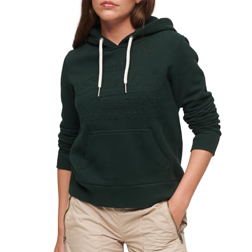 Superdry Damen Hoodie mit geprägtem Vintage Logo Akademie Dunkelgrün 42 von Superdry