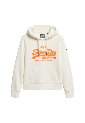 Superdry Damen Hoodie mit gestickter Vintage-Logografik in Neonfarben Winterweiß 36 von Superdry