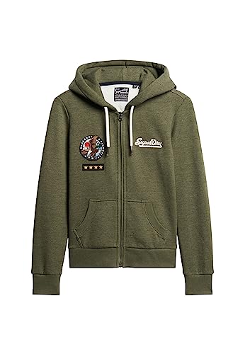 Superdry Damen Individuelle Kapuzenjacke mit Verzierung Thrift Olivgrün Meliert 36 von Superdry