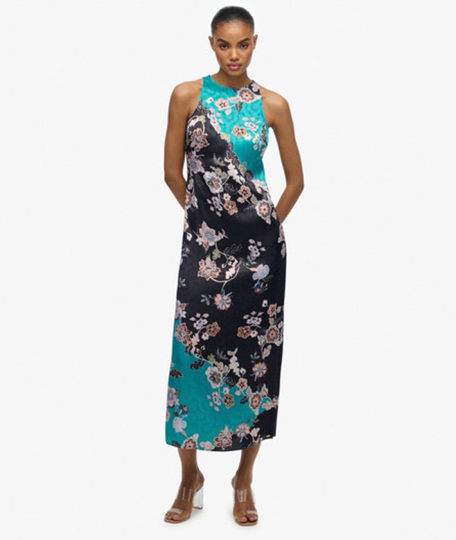 Superdry Damen Jacquard-maxikleid im Racerback-stil Green - Größe: 38 von Superdry