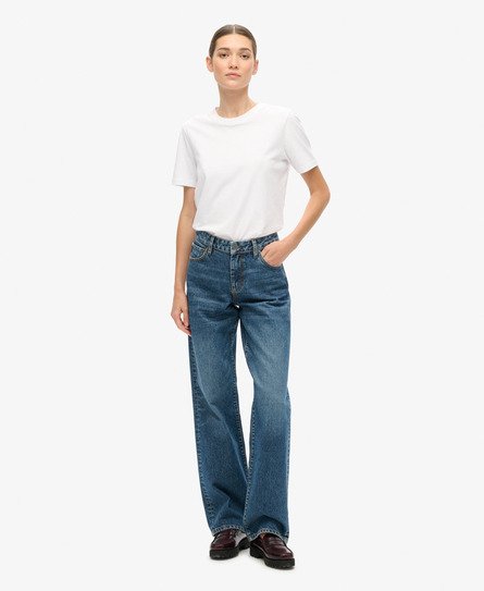 Superdry Women's Jeans aus Bio-Baumwolle mit Mittlerer Leibhöhe Dunkelblau - Größe: 28/32 von Superdry