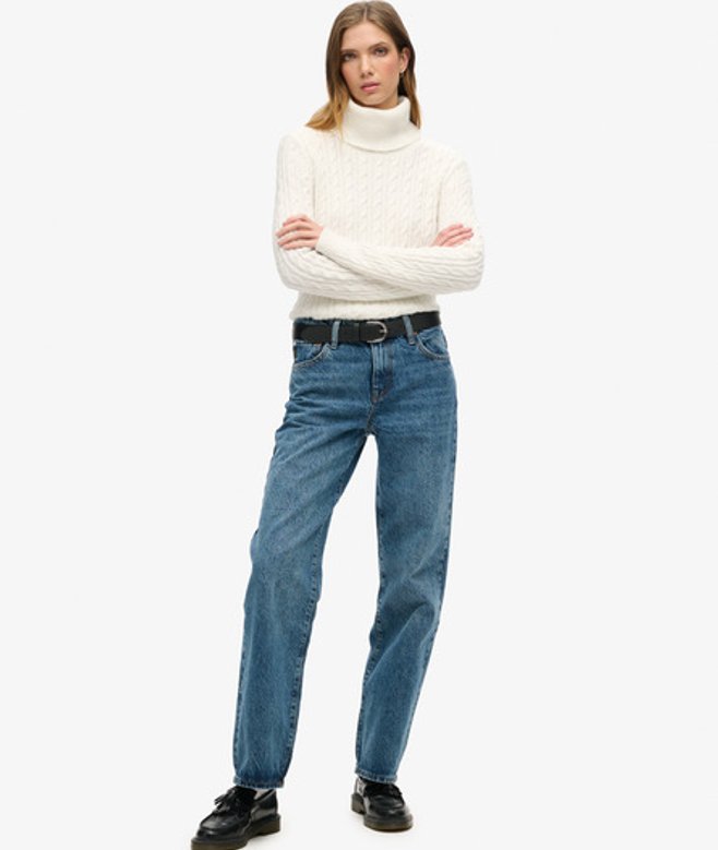 Superdry Damen Jeans aus Bio-baumwolle mit Mittlerer Leibhöhe Dunkelblau - Größe: 28/32 von Superdry